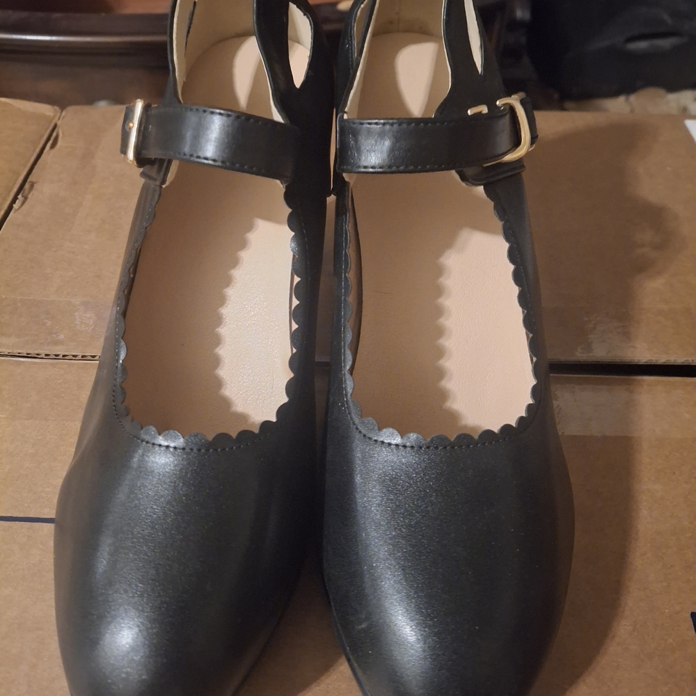 Black Mary Jane Flats with Buckle